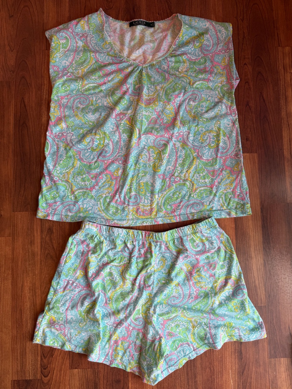 Ralph Lauren Pastel Paisley Print Top in Mint, Pink, Yellow